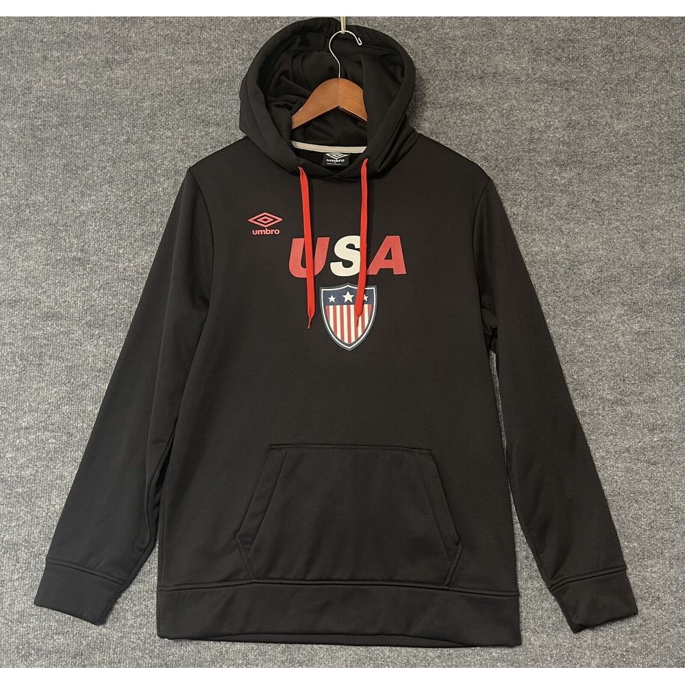 USMNT‎ Soccer Hoodie Mens Small Black USA National Team Umbro Pocket Drawstring